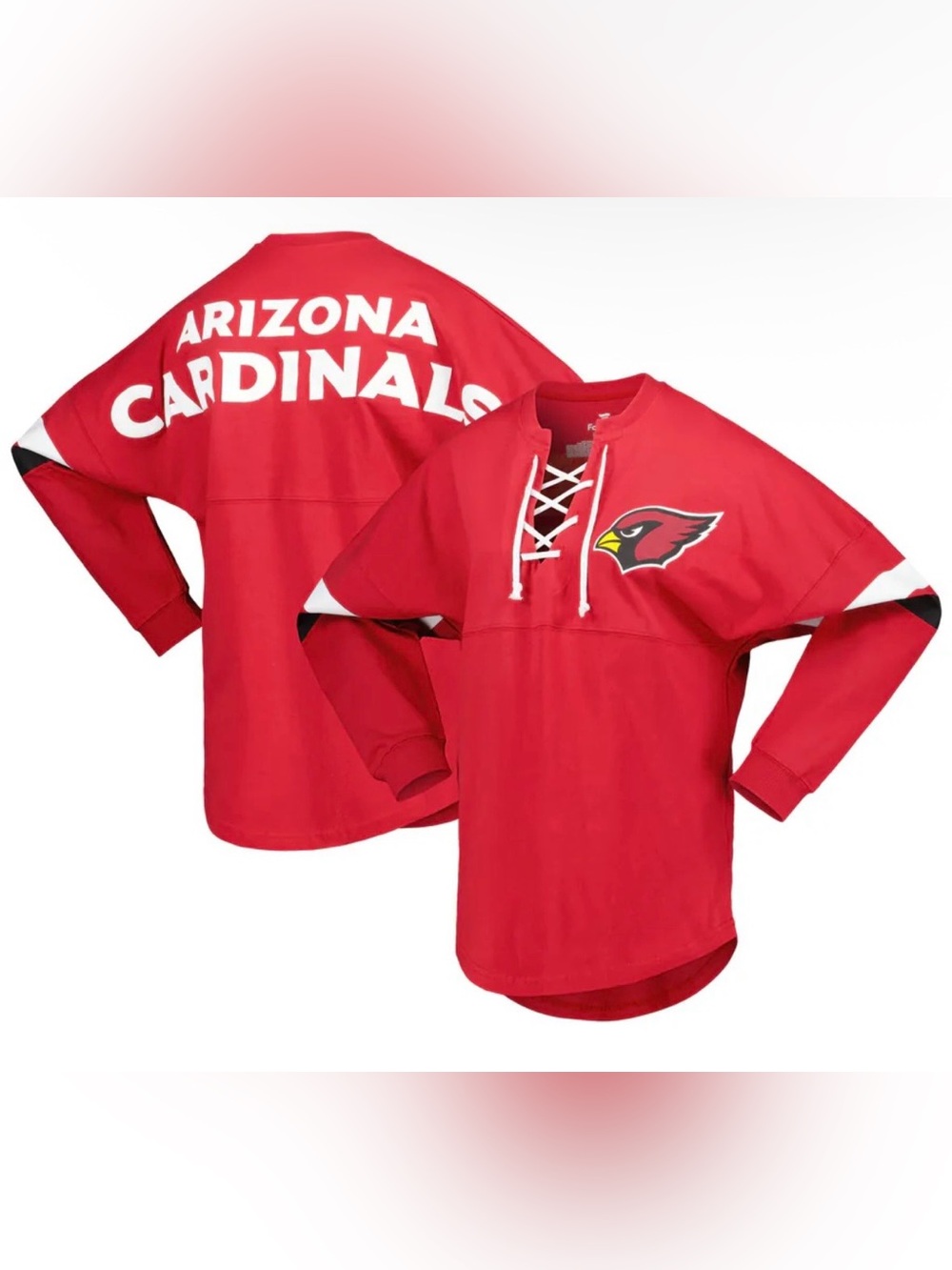 Arizona Cardinals Fanatics Women's Spirit Jersey Lace-Up V-Neck Long Sleeve Tee